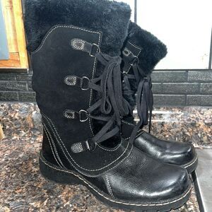 Baretraps Womens Bethany Black Suede Leather Faux Fur Full Zip Mid Calf Boot 7.5